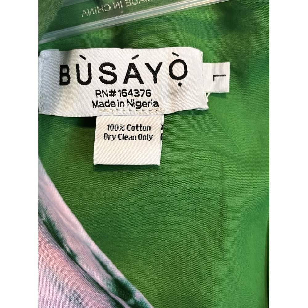 Busayo Belu Tie-Dyed Cotton Chambray Dress Size Large Green Midi Sleeveless‎ - Picture 2 of 10